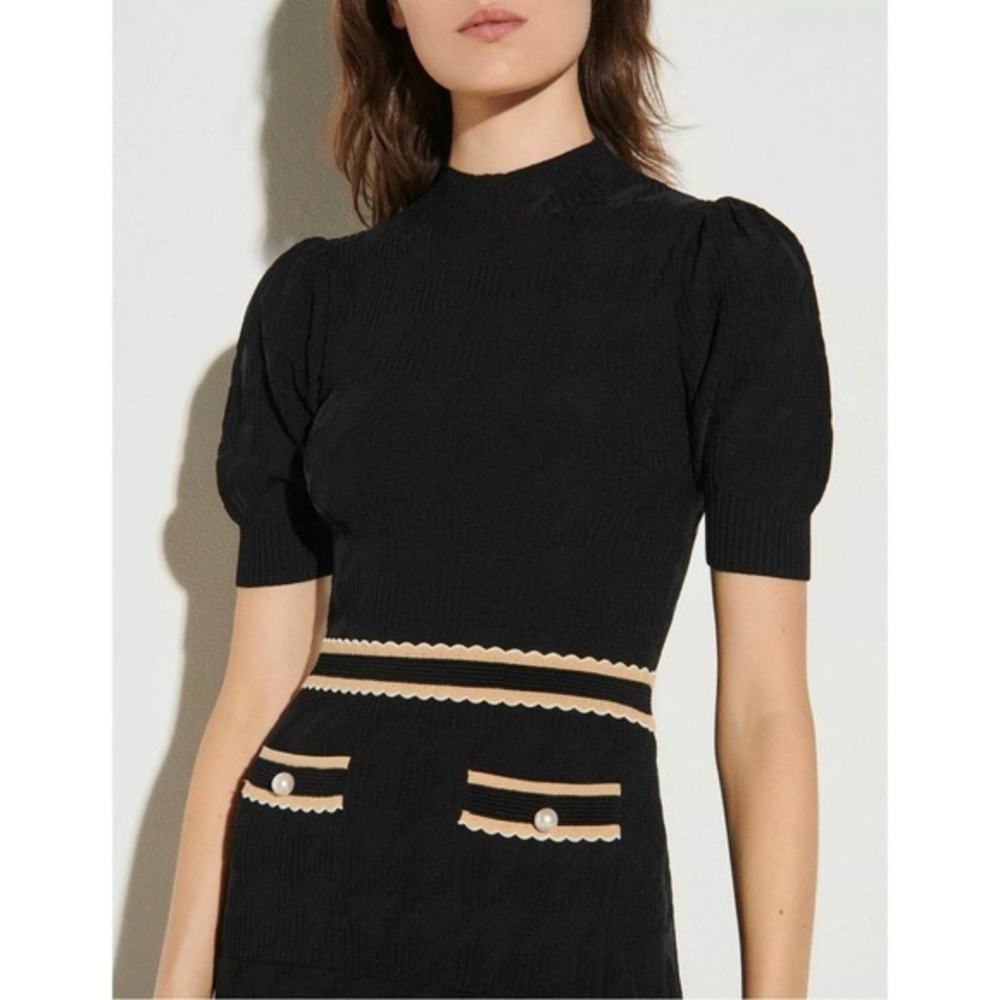 Sandro Black and Birge Mini Dress - Picture 3 of 5